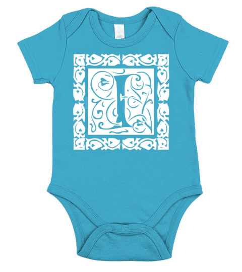 I Capital Letter Initial Monogram Alphabet Name Short Sleeve Baby One-Piece