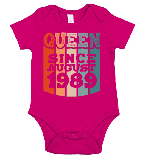 Queen Since August 1989 32nd Birthday Vintage 80s Short Sleeve Baby One-Piece