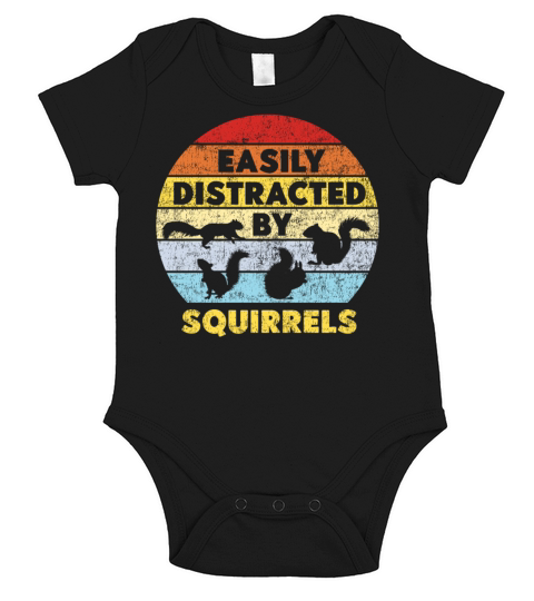 Squirrel Acorn Retro Vintage Short Sleeve Baby One-Piece