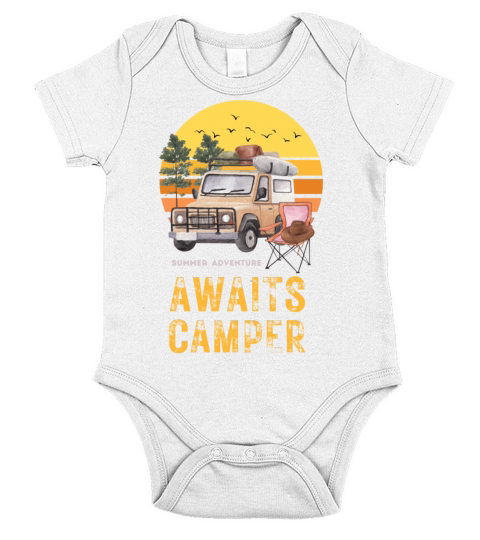 Summer adventure awaits camper Short Sleeve Baby One-Piece