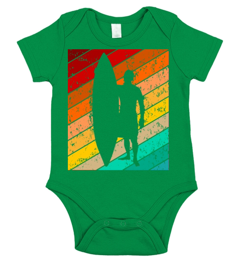 Vintage Retro Surfer Surfing Surf Water sports Short Sleeve Baby One-Piece