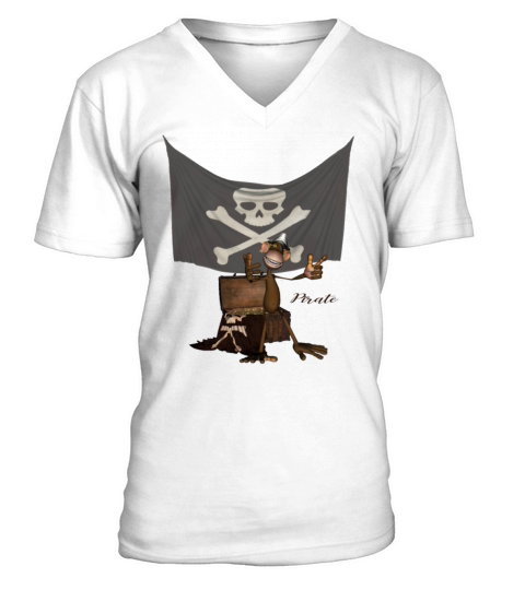 Funny pirate monkey V-Neck T-shirt