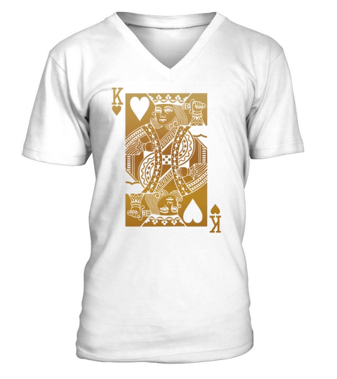 Gold King of Hearts Card T-Shirt V-Neck T-shirt