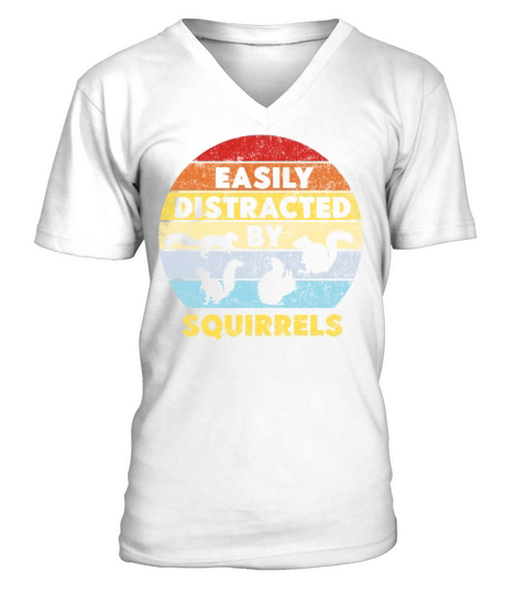 Squirrel Acorn Retro Vintage V-Neck T-shirt