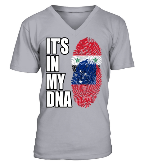 Syrian And Samoan Vintage Heritage DNA Flag V-Neck T-shirt