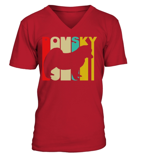 Vintage Style Pomsky Silhouette T-Shirt Black Youth B072PZHZZ1 1 V-Neck T-shirt