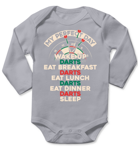 Darts Board Vintage My Perfect Day Long Sleeve Baby One-Piece