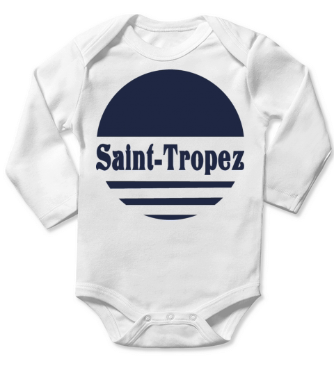 Saint Tropez - Navy Retro Sun Aesthetic Long Sleeve Baby One-Piece