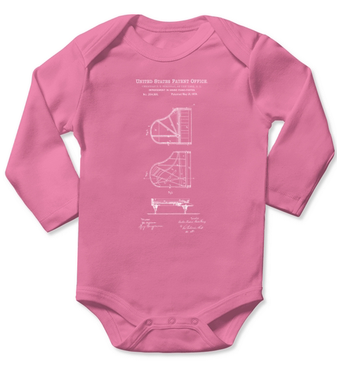 steinway piano patent white Long Sleeve Baby One-Piece