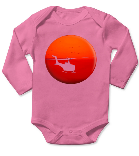 Vietnam Helicopter Sunset Long Sleeve Baby One-Piece