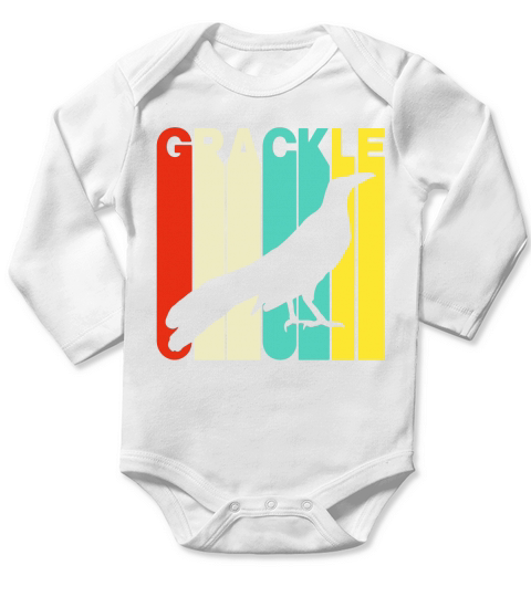 Vintage Style Grackle Silhouette T-Shirt Long Sleeve Baby One-Piece