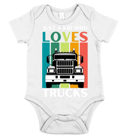 Just A Kid Who Loves Trucks Short Sleeve Baby One-Piece