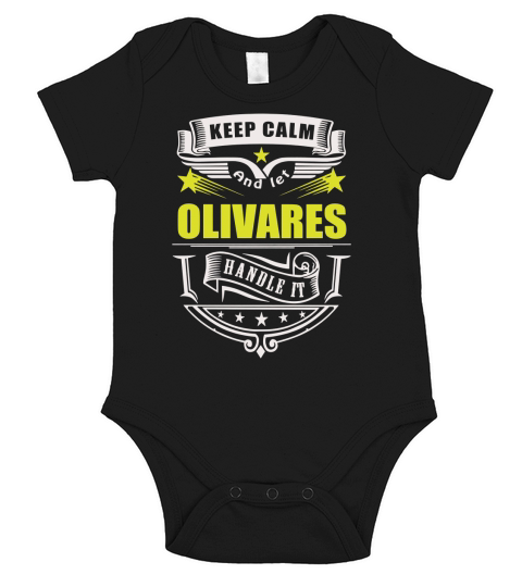 Keep calm and let OLIVARES handle it Short Sleeve Baby One-Piece