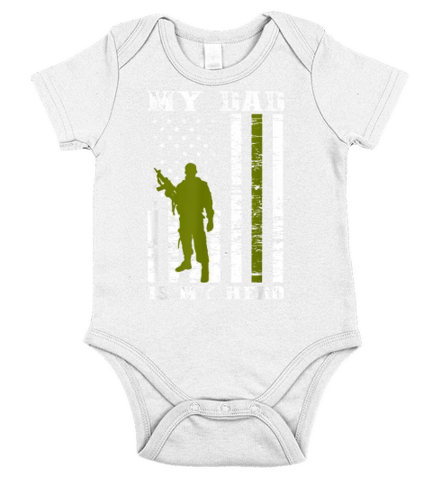 My Dad is My Hero-Army Dad Fathers Day and 4th of July T-Shirt Short Sleeve Baby One-Piece