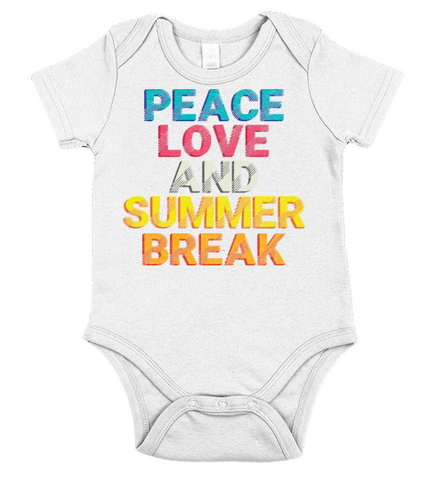 Retro Vintage Peace Love And Summer Break Short Sleeve Baby One-Piece