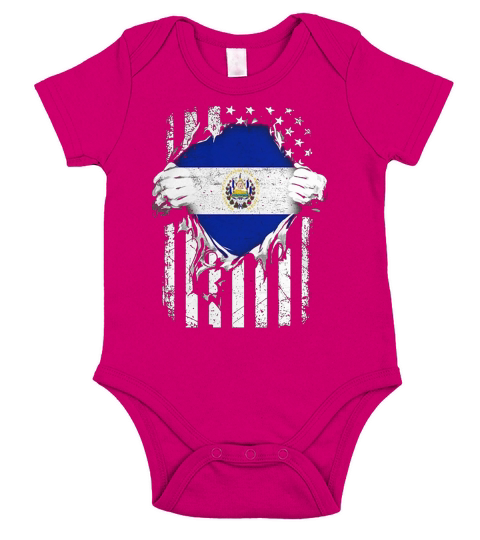 Super EL SALVADOR Hearts American Patriot Flag Shirt Short Sleeve Baby One-Piece