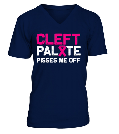Cleft Palate Lip Ribbon Strong Awareness product V-Neck T-shirt