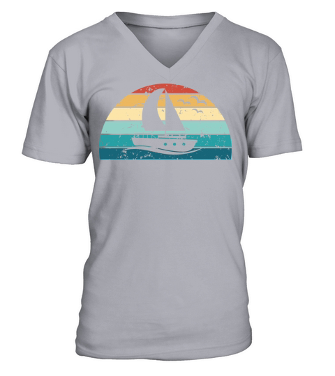Retro Boating Sunset Vintage boat Sunrise V-Neck T-shirt