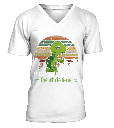Retro Turtle I Won’t Quit But I Will Swear The Whole Time - Coffee Mug (colored) V-Neck T-shirt