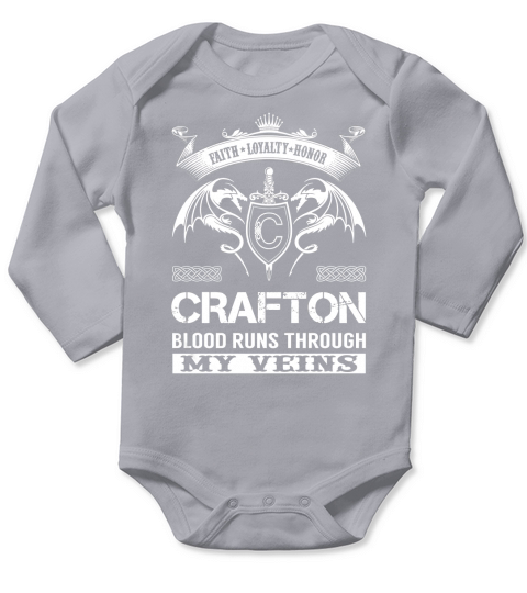 CRAFTON Last Name, Surname Tshirt Long Sleeve Baby One-Piece