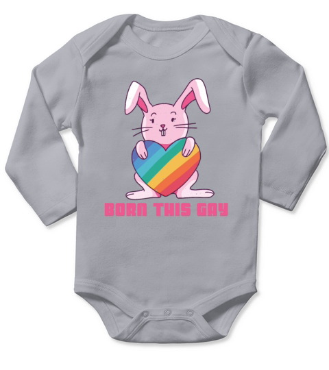 Rainbow Rabbit Cute Born Gay Pride LGBT Pride Long Sleeve Baby One-Piece