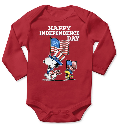 Snoopy Happy independence day Long Sleeve Baby One-Piece