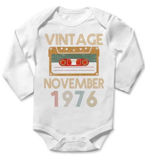Vintage november 1976 - Unisex Long Sleeve Long Sleeve Baby One-Piece