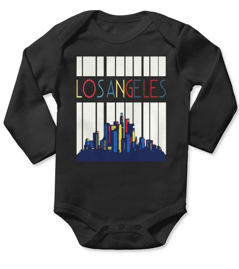 Vintage Style Los Angeles Skyline T Shirt Retro Design Long Sleeve Baby One-Piece