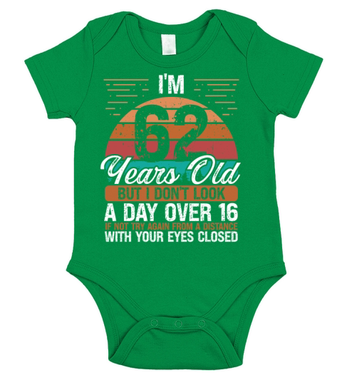 62 Birthday Day over 16 Vintage 62 Years Old Short Sleeve Baby One-Piece