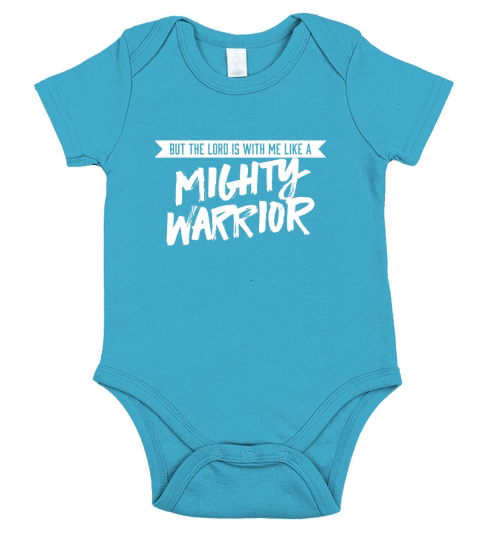 But the Lord is with me like a Mighty Warrior  Christian Short Sleeve Baby One-Piece