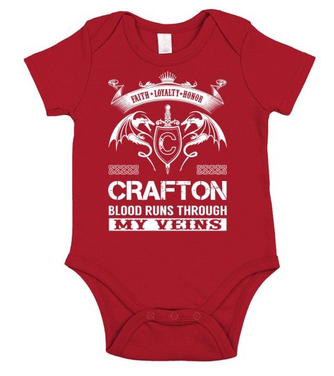 CRAFTON Last Name, Surname Tshirt Short Sleeve Baby One-Piece