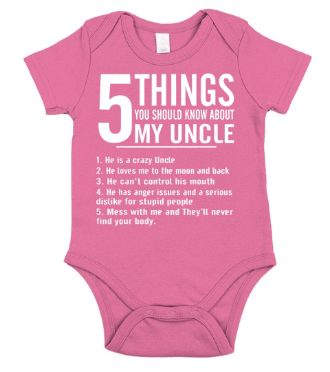 Funny 5 Things You Should Know About My Uncle Short Sleeve Baby One-Piece