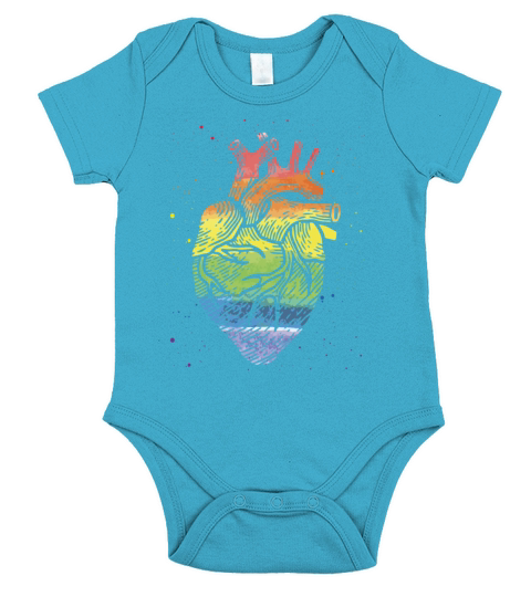 LGBT Anatomical Heart Rainbow Gay Lesbian Short Sleeve Baby One-Piece