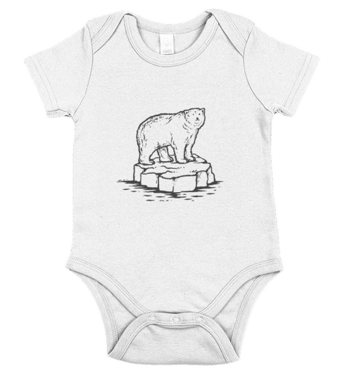 Polar Bear on Ice Floe Illustration Tshirt Short Sleeve Baby One-Piece