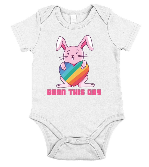Rainbow Rabbit Cute Born Gay Pride LGBT Pride Short Sleeve Baby One-Piece