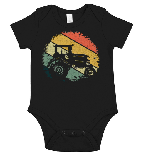 Retro Vintage Farm Farmer Rancher Tractor Short Sleeve Baby One-Piece