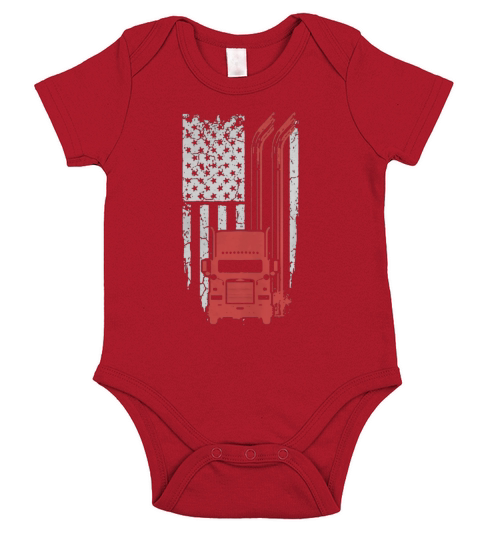 Trucker - Cool Flag t-shirt for american trucker T shirt Short Sleeve Baby One-Piece