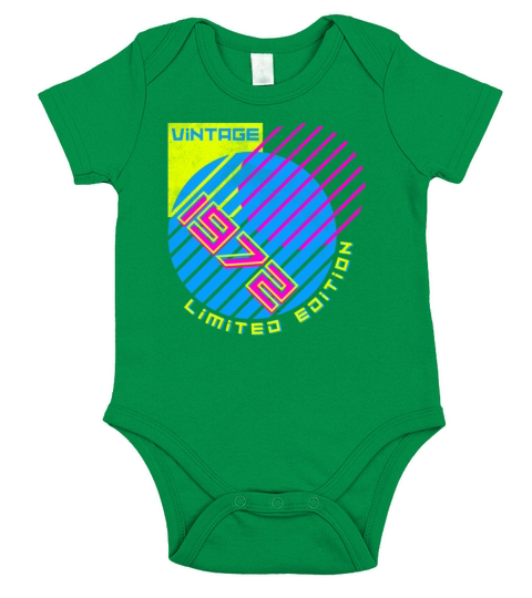 Vintage 1972 Vintage Retro Birthday Short Sleeve Baby One-Piece