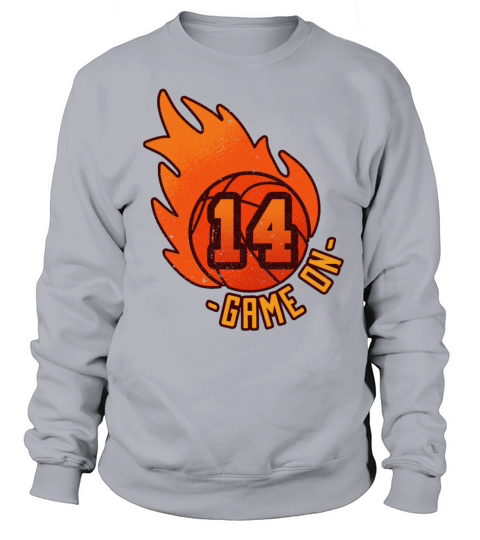 Athlete Ball Fire Game Sport Number 14 Basketball Sweatshirt Unisex
