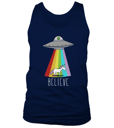 Unicorn Flying Saucer Alien Believe T-Shirt Tank Top Unisex