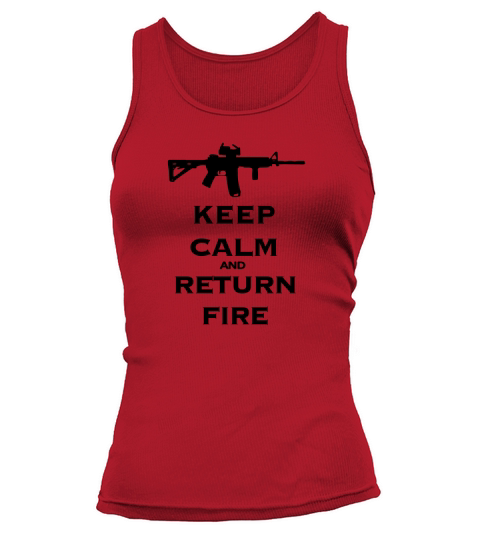 Mens Black Keep Calm &amp;amp; Return Fire T Shirt Tank top Woman