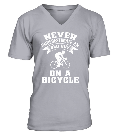 Mens Never Underestimate An Old Guy On A Bicycle Funny Cycling T Shirt V-Neck T-shirt