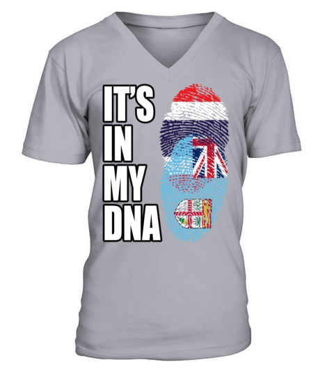 Thai And Fijian Vintage Heritage DNA Flag V-Neck T-shirt