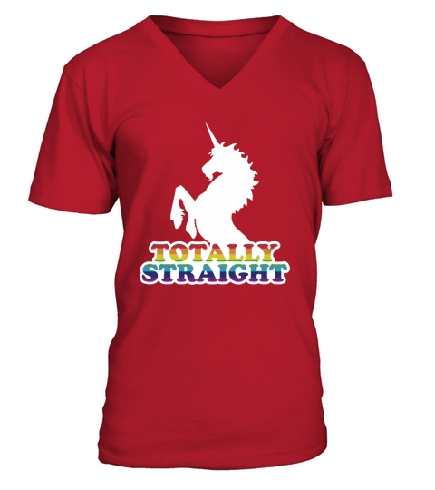 Unicorn shirt totally straight LGBT tee V-Neck T-shirt