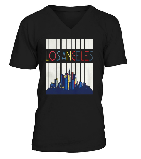 Vintage Style Los Angeles Skyline T Shirt Retro Design V-Neck T-shirt