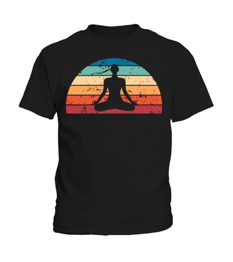 Retro Meditation Sunset Vintage Yoga Sunrise Kids T-Shirt