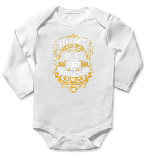 58. Geburtstag Geschenk T-Shirt Jahrgang Legenden Juni 1961 Long Sleeve Baby One-Piece