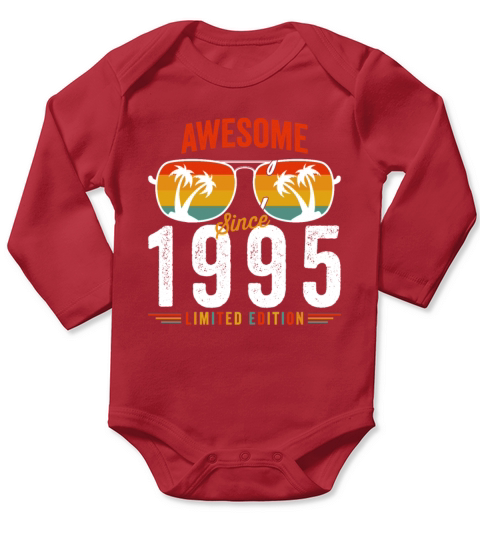 Awesome Since 1995 Birthday Retro Vintage 27 28 Ye Long Sleeve Baby One-Piece