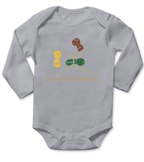 Electricity Explained Electrician Retro T-Shirt Long Sleeve Baby One-Piece