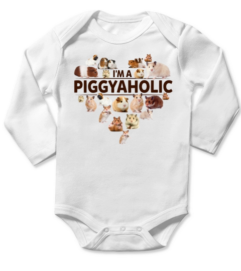 Im A Piggyaholic Guinea Pig Lovers Funny Heart Long Sleeve Baby One-Piece